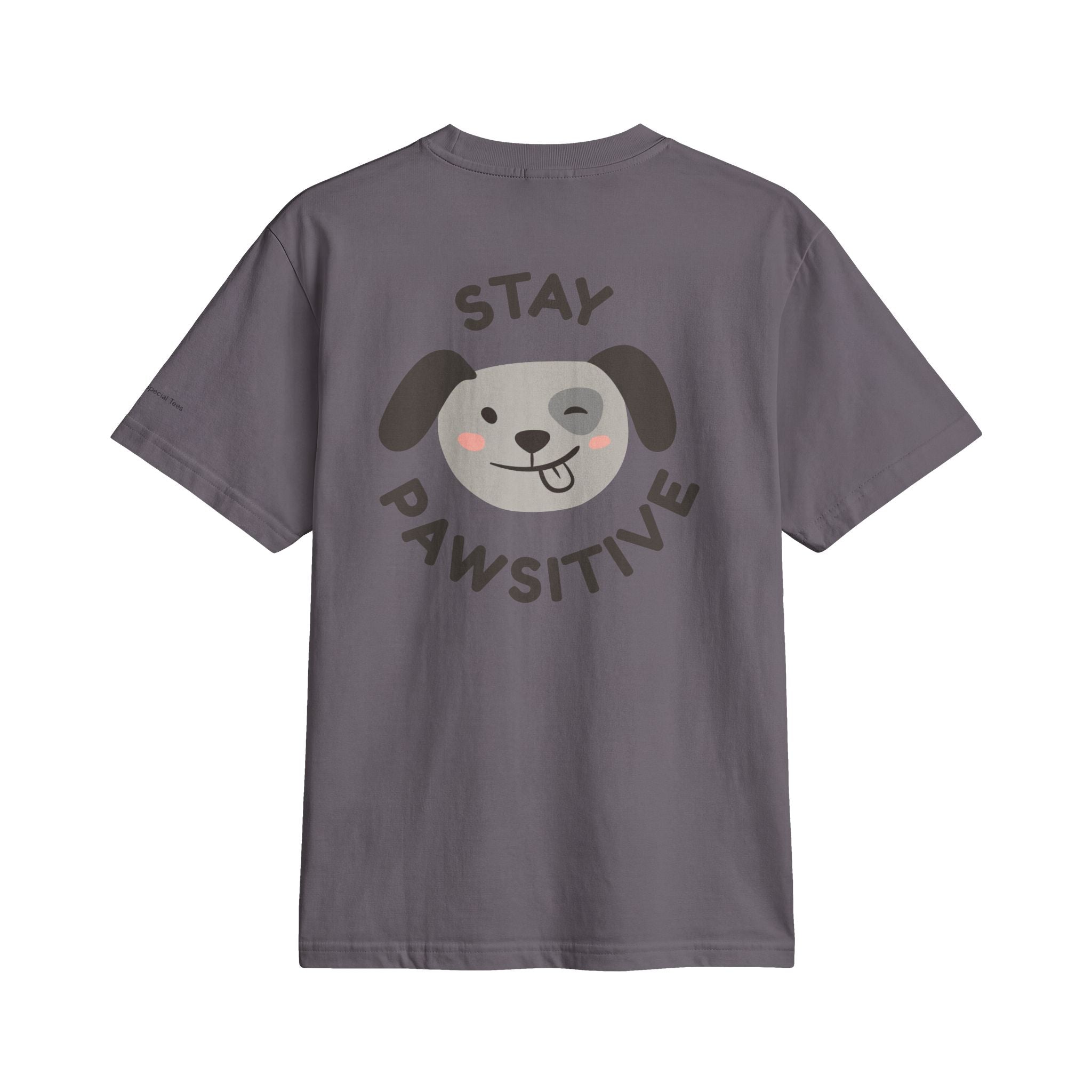 Stay Pawsitive Dog T‑Shirt — Cute Paw Print Graphic Tee