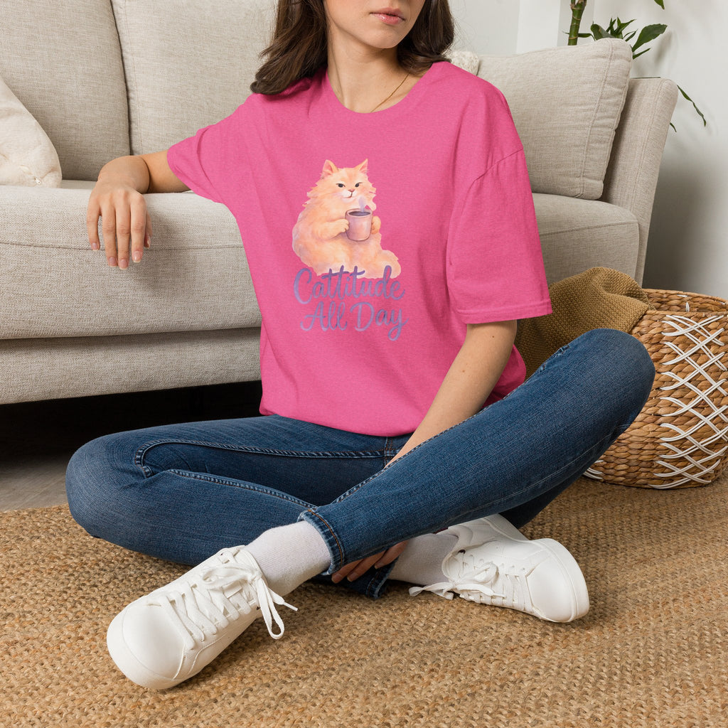 Cat with Coffee Cup T-Shirt