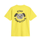 Stay Pawsitive Dog T‑Shirt — Cute Paw Print Graphic Tee