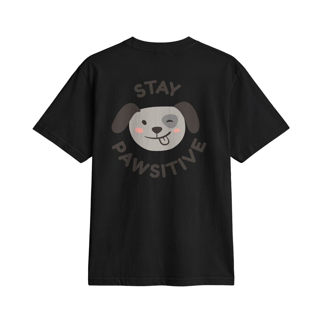 Stay Pawsitive Dog T‑Shirt — Cute Paw Print Graphic Tee