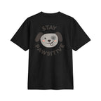 Stay Pawsitive Dog T‑Shirt — Cute Paw Print Graphic Tee