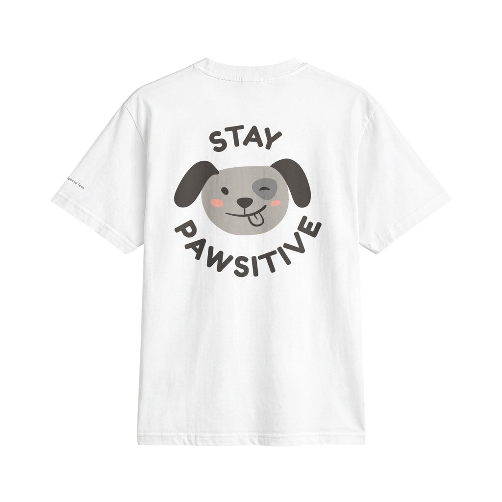 Stay Pawsitive Dog T‑Shirt — Cute Paw Print Graphic Tee