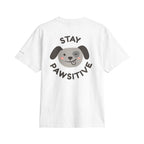 Stay Pawsitive Dog T‑Shirt — Cute Paw Print Graphic Tee