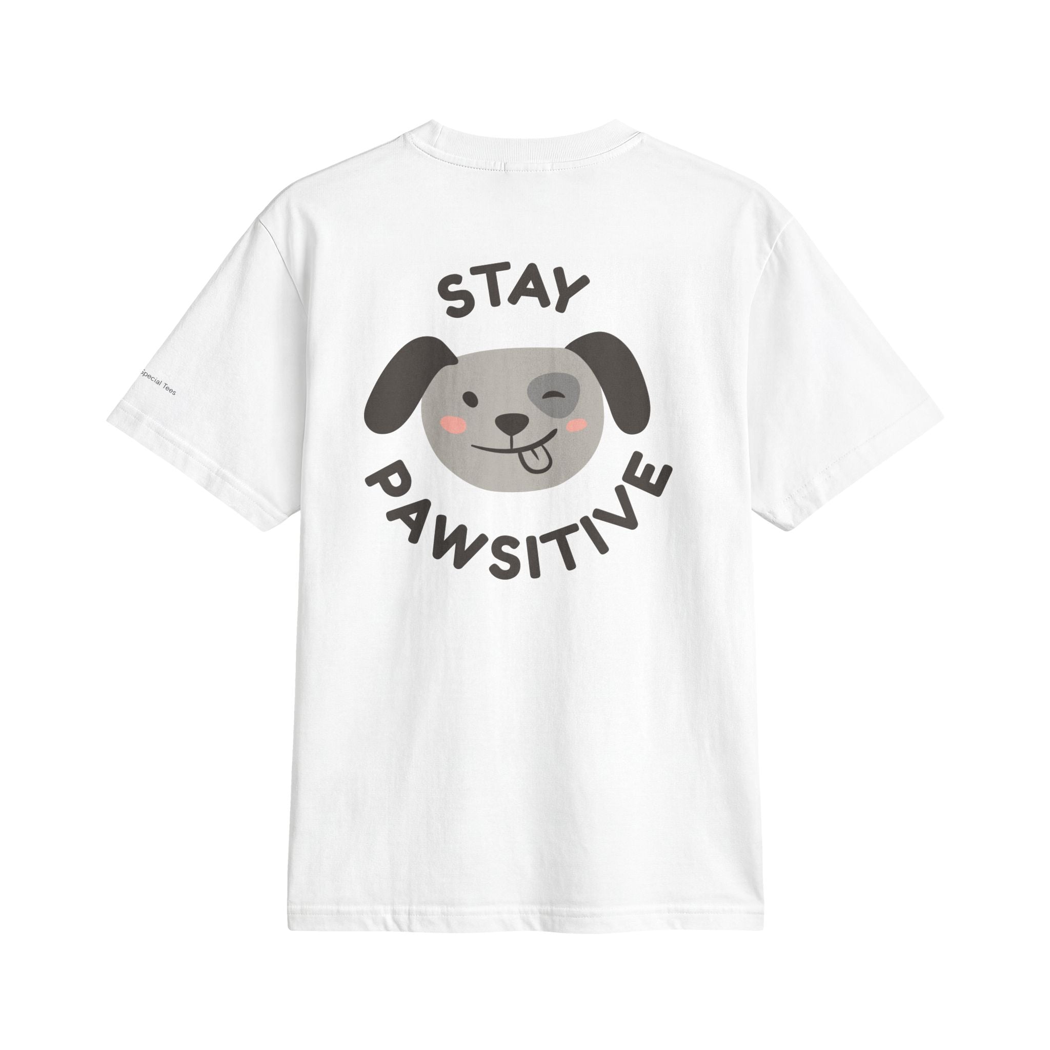 Stay Pawsitive Dog T‑Shirt — Cute Paw Print Graphic Tee