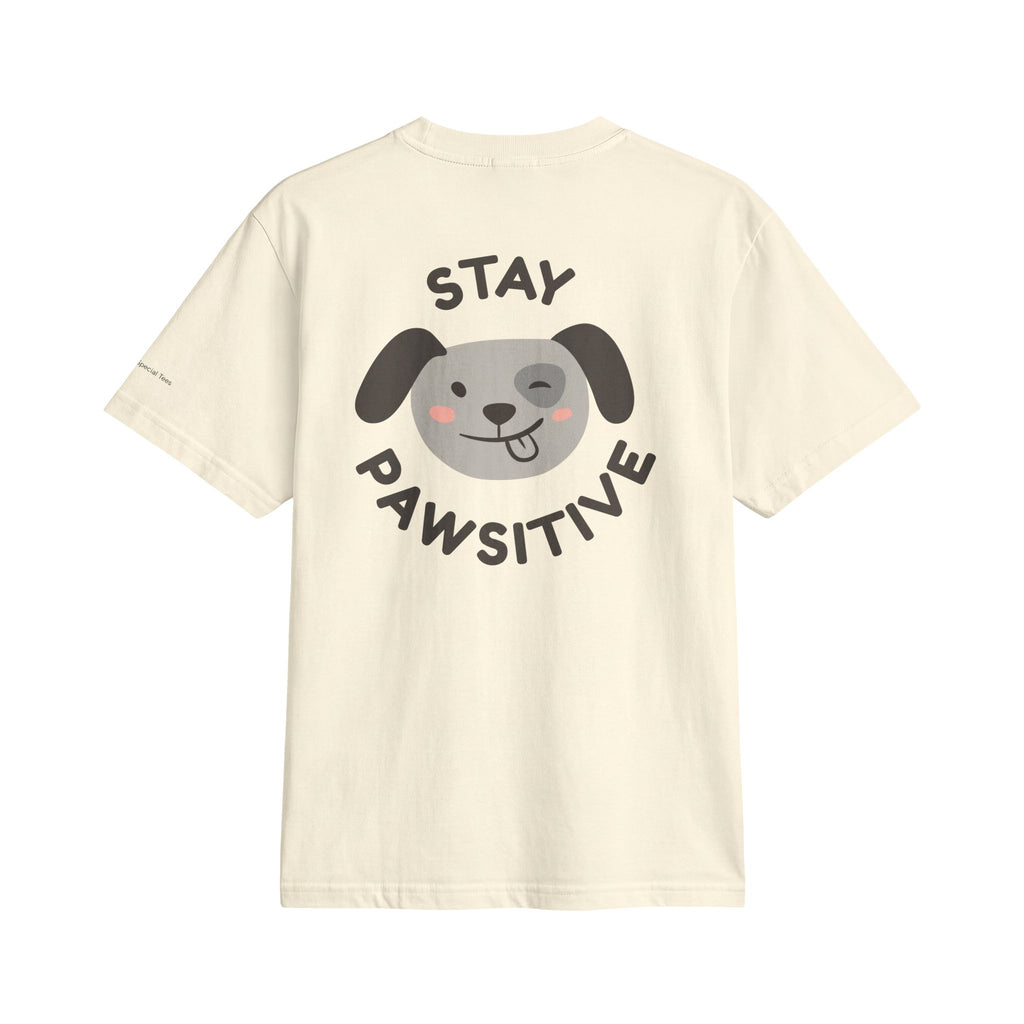 Stay Pawsitive Dog T‑Shirt — Cute Paw Print Graphic Tee