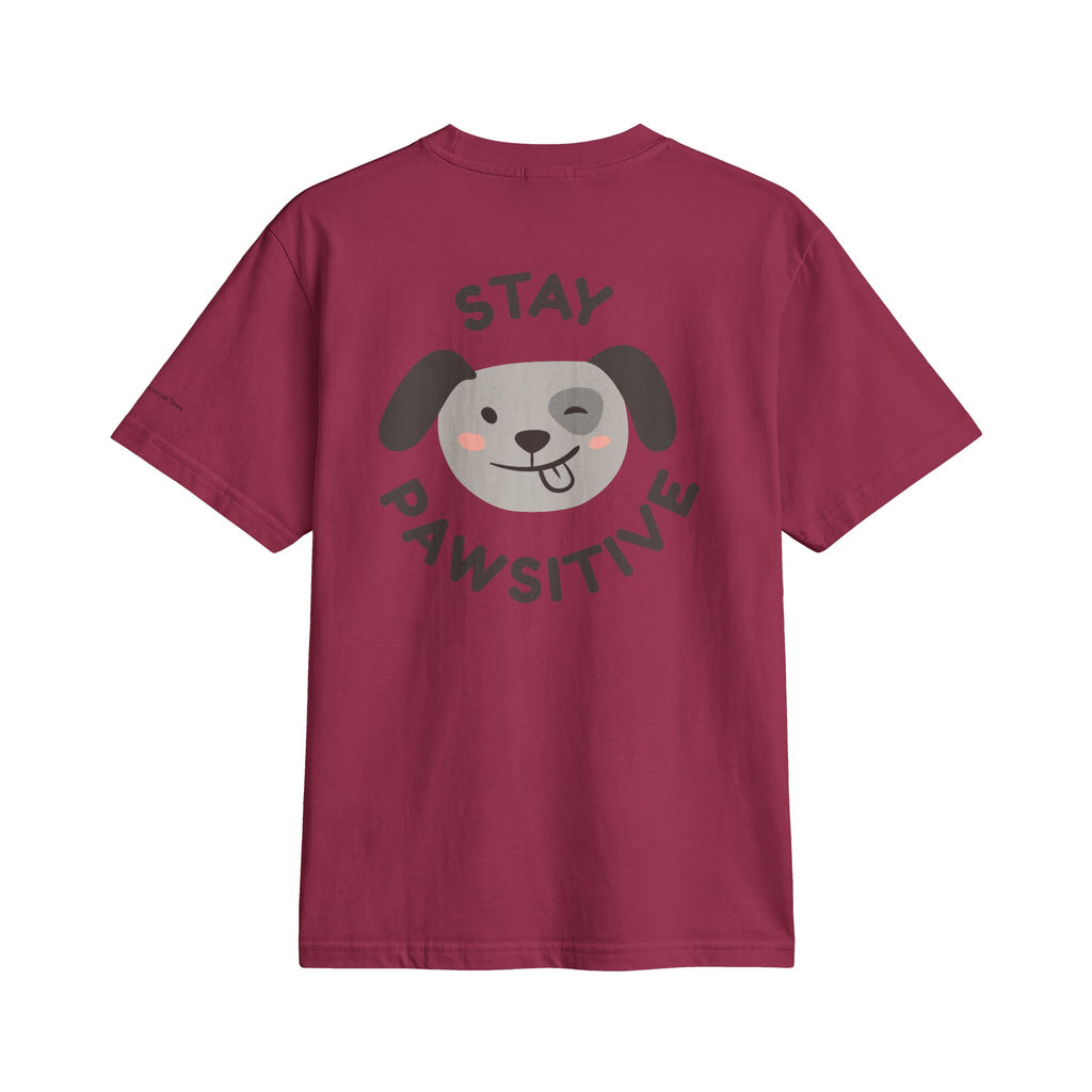 Stay Pawsitive Dog T‑Shirt — Cute Paw Print Graphic Tee