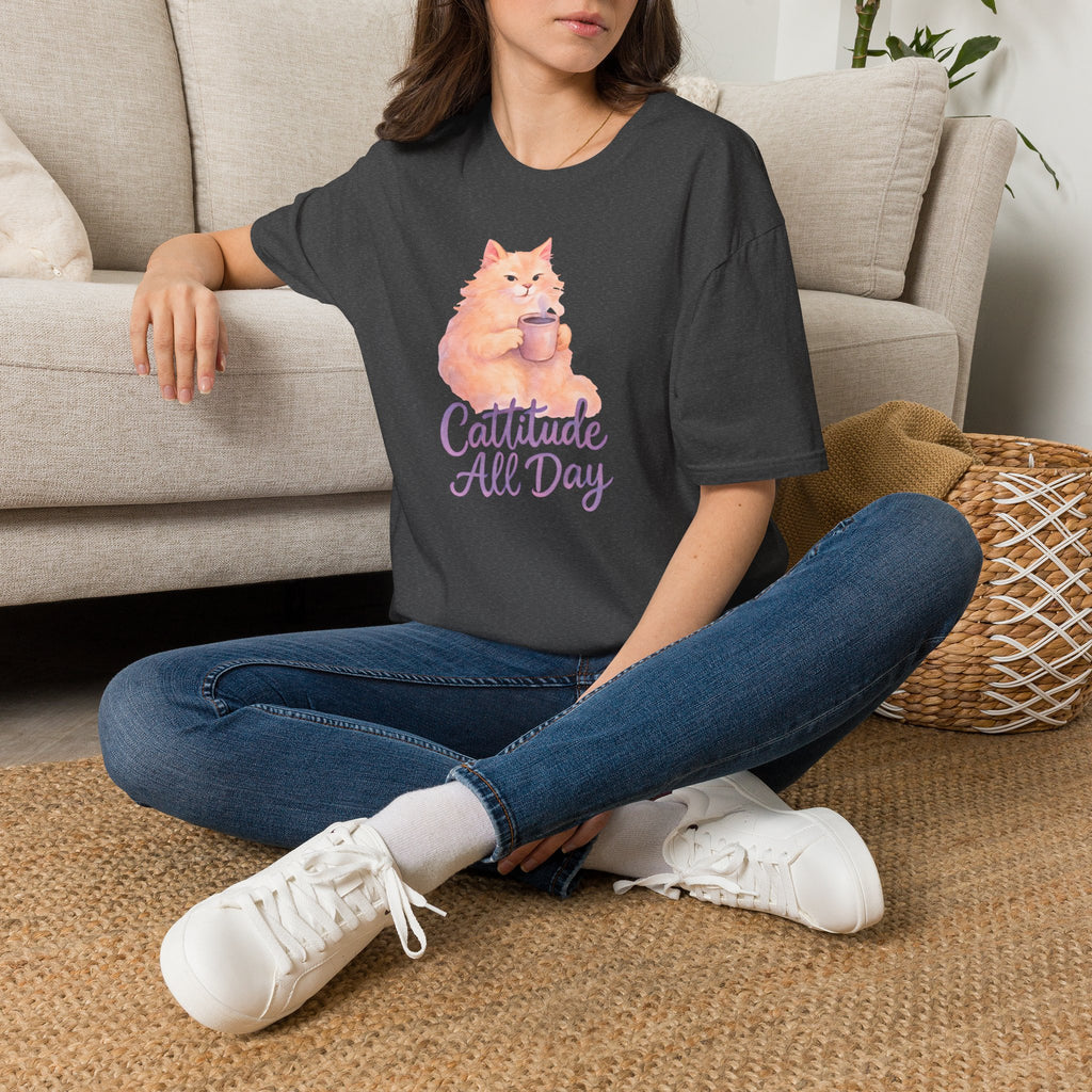 Cat with Coffee Cup T-Shirt
